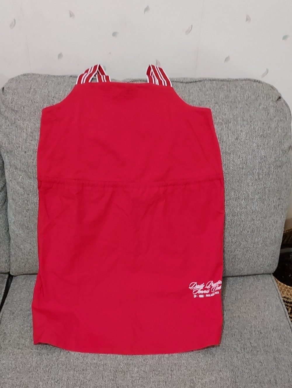 Red Sleeveless Casual Tank Dress with Striped Straps